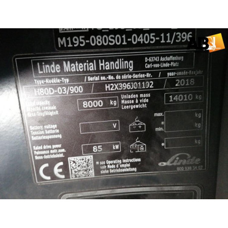 Chariot élévateur Diesel 8000kg Linde H-80-D-03/900