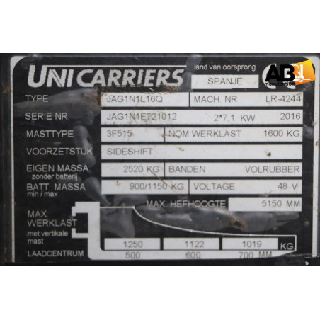 Chariot élévateur Electrique Unicarriers JAG-1-N-1-L-16-Q