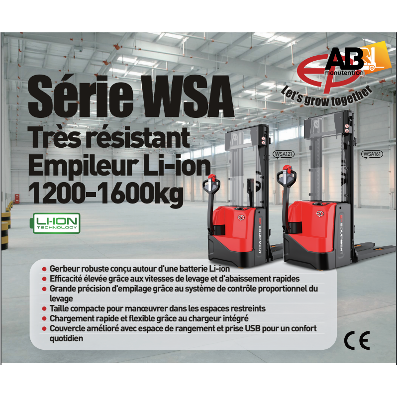 Gerbeur électrique Lithium EP EQUIPEMENT Neuf. Bauvin (59) Nord Hauts de France.
