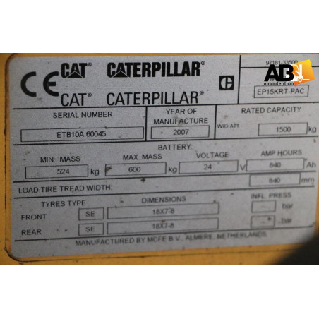 Chariot élévateur Electrique Caterpillar EP-15-KRT-PAC
