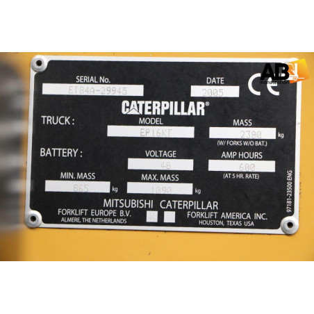 Chariot élévateur Electrique Caterpillar EP-16-KT