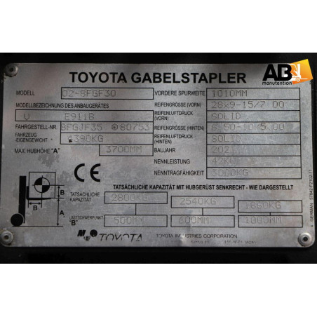 Chariot élévateur Gaz Toyota 02-8-FGF-30