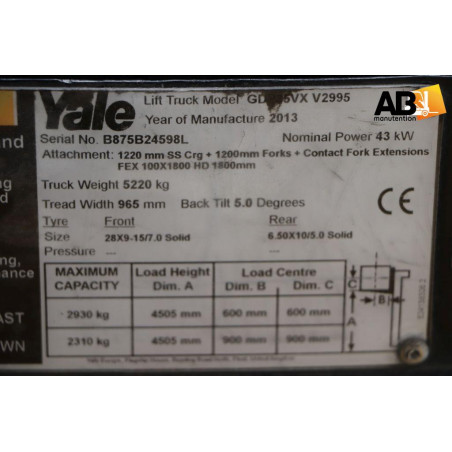 Chariot élévateur Diesel Yale GDP-35-VX