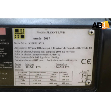 Chariot élévateur Electrique 1600kg Hyster J-1.60-XNT