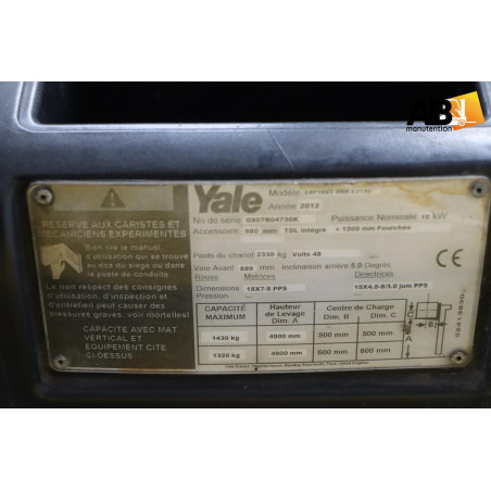 Chariot élévateur Electrique 1600kg Yale ERP-16-VT