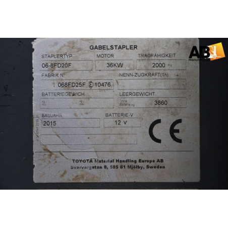 Chariot élévateur Diesel 2000kg Toyota 06-8FD20F