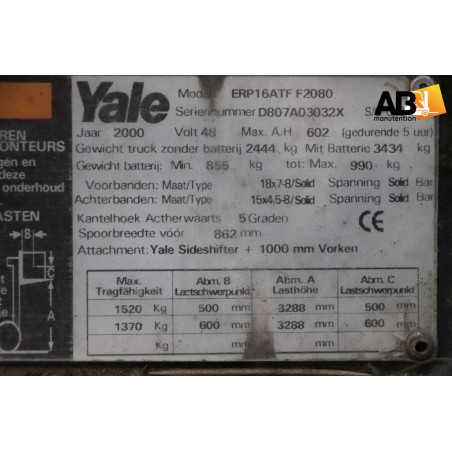 Chariot élévateur Electrique 1600kg Yale ERP-16-ATF
