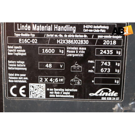 Chariot élévateur Electrique 1600kg Linde E-16-02 (386)
