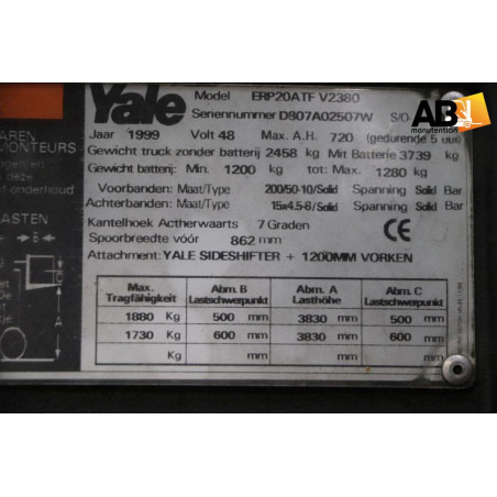 Chariot élévateur Electrique 2000kg Yale ERP-20-VT