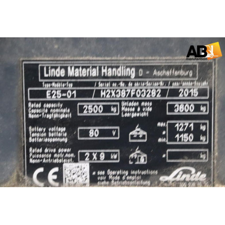 Chariot élévateur Electrique 2500kg Linde E-25-01