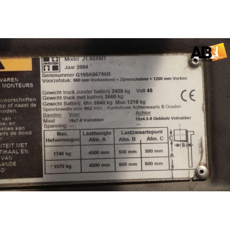 Chariot élévateur Electrique 1800kg  Hyster J-1.8-XMT-MWT