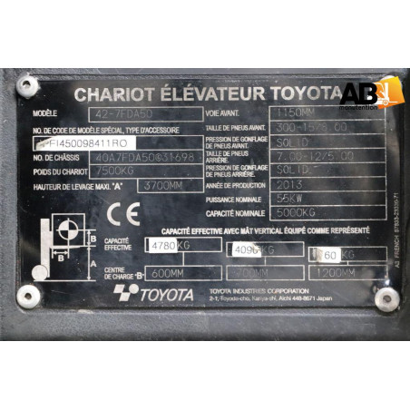 Chariot élévateur Diesel 5000kg Toyota 42-7-FDA-50
