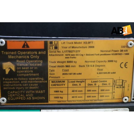 Chariot élévateur Gaz 3000kg Hyster H-3.0-FT