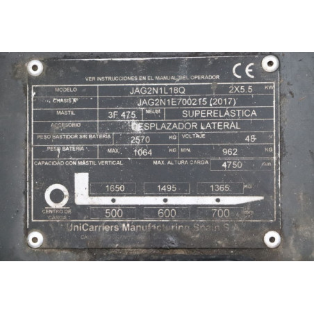 Chariot élévateur Electrique 1800kg Unicarriers JAG2N1L18Q
