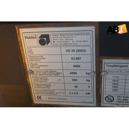 Chariot élévateur  d'occasion latéral ou multidirectionnel électrique 2,5t Hubtex VD-25