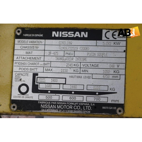 Nissan G1N1L18Q_Chariot élévateur d'occasion Electrique 3 roues 1,8T