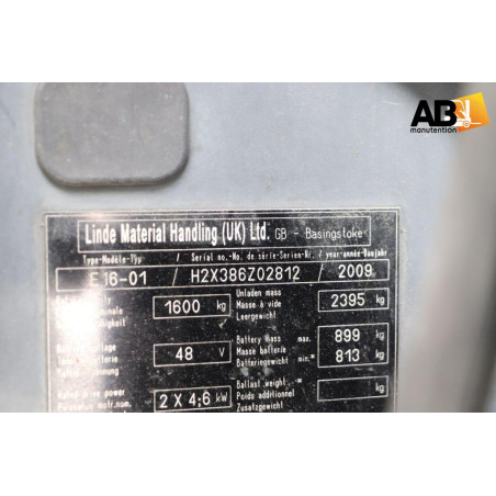 Linde E-16-01_Chariot élévateur d'occasion 3 roues Electrique  1,6T