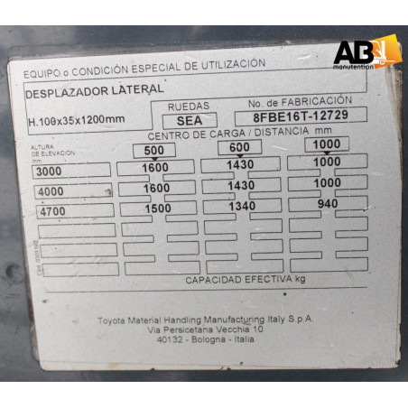 Toyota 8-FBE-16-T Chariot élévateur d'occasion Electrique 3 roues 1,6T