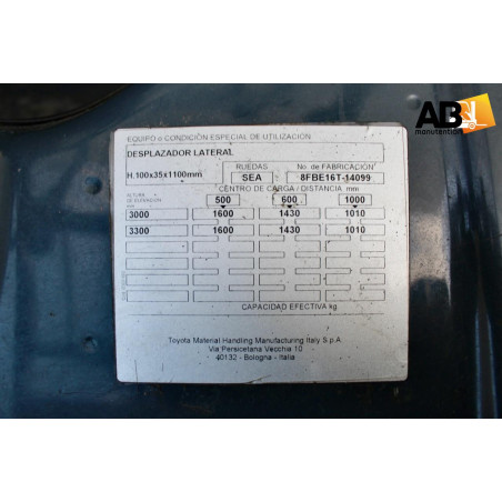 Toyota 8-FBE-16-T Chariot élévateur d'occasion Electrique 3 roues 1,6T